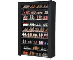 XXXL 10 Ebenen Schuhregal für 54 paar Schuhe Schuhschrank Stoffschrank Schwarz 100 x 28 x 162cm