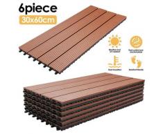 Wolketon - WPC Terrassenfliesen 6er Holzfliesen Balkonfliesen Klickfliese Kunststoff Bodenbelag