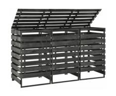 Betterlife - Mülltonnenbox für 3 Tonnen 210x75x121 cm Kiefer Massivholz