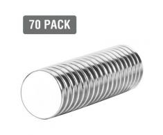 VINGO Neodym Magnete für Magnettafel Pin Stark Super N48 Ø10x2mm Scheiben 70x - Silber