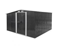 Garten Metall Gerätehaus Canberra 3,3x3,1m Geräteschuppen mit Holzlager anthrazit