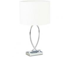 Relaxdays Tischlampe silber, Lampenschirm Gestell, Nachttischlampe Metall, Schirm rund, Eisen, HBT: