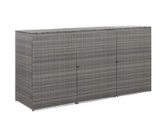 Hommoo Mülltonnenbox für 3 Tonnen Anthrazit 229x78x120 cm Poly Rattan VD45641
