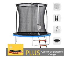 Rundes Outdoor-Trampolin Blau + Orange 250 + Leiter + Verankerungsset + Garten-Fitnesstasche 244 cm