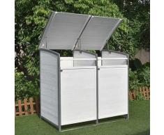 Mucola - Mülltonnenbox Doppelbox Mülltonnenverkleidung Einzelbox + Anbaubox Weiß Grau Mülltonne