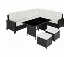 Rattan Lounge Barletta, Variante 2 - Loungemöbel, Gartenmöbel, Gartengarnitur - schwarz