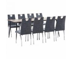 9-tlg. Essgruppe Schwarz Kunstleder