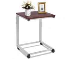 Giantex - Beistelltisch mit Rollen, Laptoptisch Couchtisch C-Form, Notebooktisch Kaffeetisch