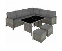 Rattan Lounge Barletta, Variante 2 - Loungemöbel, Gartenmöbel, Gartengarnitur - gris/beige