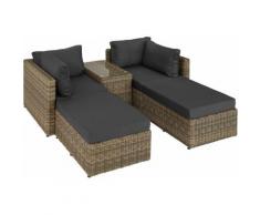 Rattan Lounge mit Aluminiumgestell San Domino - Gartenlounge, Terrassenmöbel, Rattan Lounge - natur