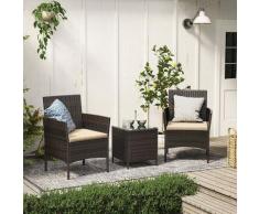 Songmics - Balkonmöbel, Gartenmöbel-Set, aus PE-Polyrattan, Lounge-Set, Tisch und 2 Stühle,