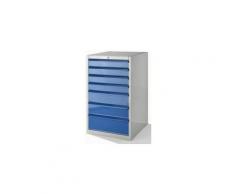 QUIPO Werkzeugschrank, BxT 600 x 600 mm - Höhe 1000 mm, 7 Schubladen - lichtgrau