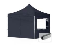 3x3 m Faltpavillon TOOLPORT, ECONOMY Alu 32mm, Seitenteile mit Panoramafenster, dunkelgrau