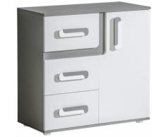 Jugendzimmer - Kommode Oskar 08, Farbe: Anthrazit / Weiß - 84 x 85 x 40 cm (H x B x T)