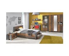 Jugendzimmer Clif in Dunkelgrau Old- Wood Vintage 4 teiliges Komplett Set mit Kleiderschrank