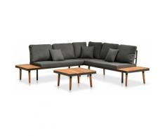 4-tlg. Garten-Lounge-Set mit Auflagen Massivholz Akazie