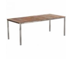Gartentisch braun Teakholz Edelstahl 200x90cm modern Outdoor