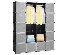Randaco - Regalsystem Kleiderschrank Garderobe diy Schrank Badregal 20 Würfel Steckregal - Schwarz