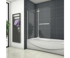100x140CM Glas Badewannenaufsatz Badewannen Duschabtrennung Badewannenfaltwand