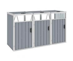 Youthup - Mülltonnenbox für 3 Mülltonnen Grau 213×81×121 cm Stahl