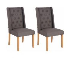 2er Set Esszimmerstuhl Malea Stoff-dunkelgrau-Antik-Hell