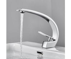 AURALUM Wasserhahn Bad Gebogener Wasserhahn Chrom Wasserhahn Galvanisieren von 3 Schichten