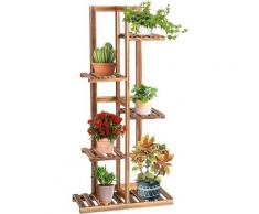 Costway - Pflanzenstaender freistehendes Blumenregal, Pflanzenregal Holz Blumentreppe mehrstoeckig,