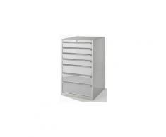 QUIPO Werkzeugschrank, BxT 600 x 600 mm - Höhe 1000 mm, 7 Schubladen - lichtgrau
