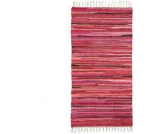 Relaxdays - Flickenteppich 70 x 140 cm mit Fransen aus Polyester und Baumwolle, mehrfarbig,