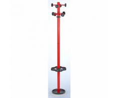 Certeo - Garderobenständer mit schwarzen Hakenknöpfen - Höhe 1700 mm, Ø 300 mm - rot