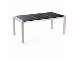 Beliani - Gartentisch Schwarz/Silber Granit/Basalt Edelstahl 180 x 90 cm Poliert Modern Outdoor