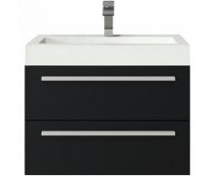 Badezimmer Badmöbel Set Marseille 60cm schwarzes Holz - Unterschrank Schrank Waschbecken Waschtisch