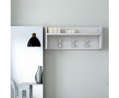 Terraneo - Wandgarderobe mit 3 Haken Regal Weiß modernes Design Eingangsbereich