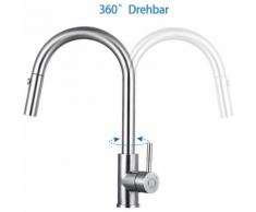 360° Drehbar Küchenarmatur | 55cm Ausziehbare Brause mit 3 Strahlarten | Einhebelmischer Armatur