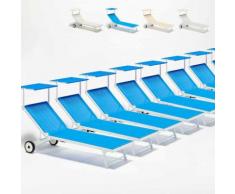 20 Sonnenliegen Strandliege aus Aluminium mit Rollen für Garten Swimmingpool ALABAMA | Blau