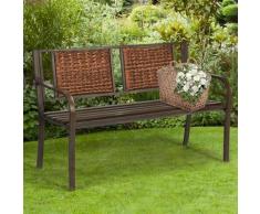 Costway - Gartenbank Parkbank,Terrasse Sitzbank mit Rattan Rückenlehne & geschwungener