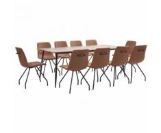 11-tlg. Essgruppe Braun Kunstleder