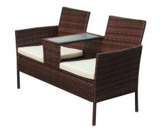 CHICAGO Rattan-Bank Garten-Bank Lounge Sitzecke Braun - Svita