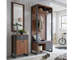Lomadox - Garderoben Set Industrial Stil mit Sitzbank DALLAS-61 Stirling Oak Nb. mit Matera