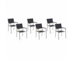 Gartenstuhl schwarz 6er Set Edelstahl GROSSETO