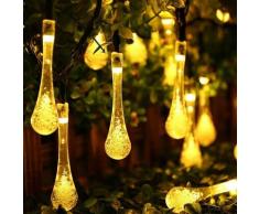 20 LED 5 Meter Wassertropfen Lichterkette, Solarlichterkette Außen Lichterkette Weihnachten für