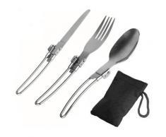 3 STuCKE Klappmesser Gabel Loffel Set Faltbares Besteck Set Edelstahl Camping Besteck Set fur