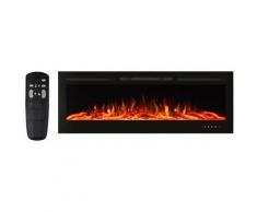 Heidenfeld Elektrokamin HF-WK200 weiß/schwarz elektrischer Kamin Deko Wandkamin (Schwarz 153 x 55