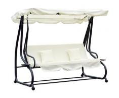 ® Hollywoodschaukel mit Liegefunktion Gartenschaukel 3-Sitzer Dach Stahl - beige - Outsunny