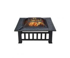Garten Feuerstelle 81.2x81.2x36.50cm, Quadratisch Feuerschale, Feuerkorb mit wasserfester