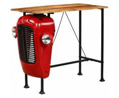YOUTHUP Bartisch Traktor Mangoholz Massiv Rot 60 x 120 x 107 cm