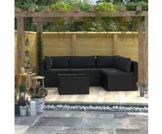 Asupermall - 5-Tlg. Garten-Lounge-Set Mit Auflagen Poly Rattan Schwarz