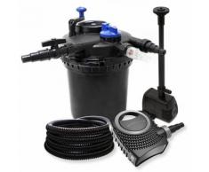 Druckfilter Set aus 30000l Filter, 18W UVC Teichklärer, 70W Pumpe, Schlauch und Springbrunnenpumpe