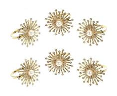 Bares - 6 Stück Gold Metall Sonnenblume Serviettenringe Strass Kristall Serviettenhalter