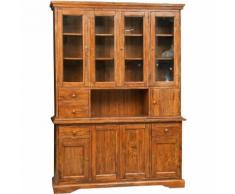 Vitrine im Country-Stil aus massivem Lindenholz mit Nussholz Finish L156xPR50xH200 cm. Made in Italy